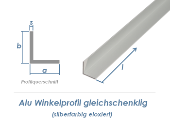 25 x 25 x 1,5mm / 1000mm Alu Winkelprofil silberfarbig eloxiert  (1 Stk.)