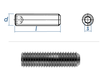 M6 x 16mm Gewindestift Kegelkuppe DIN913 Edelstahl A2 (10 Stk.)