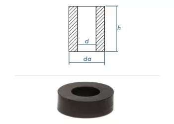6 x 10 x 5mm Distanzstück PA schwarz (10 Stk.)