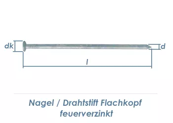 3,5 x 70mm Drahtstifte Flachkopf EN10230 feuerverzinkt (100g = ca. 19Stk.)