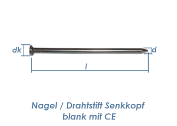 6,0 x 160mm Drahtstifte Flachkopf EN10230 blank (1kg = ca. 28Stk.)