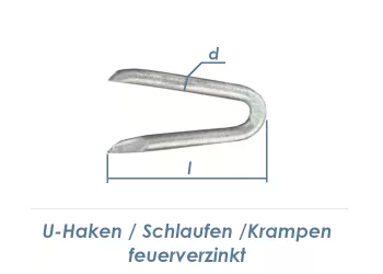 5 x 50mm U-Haken Nägel feuerverzinkt (100g = 7Stk.)