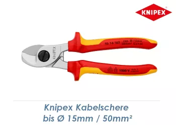 165mm KNIPEX Kabelschere bis  Ø 15 mm / 50 mm²  VDE-geprüft (1 Stk.)
