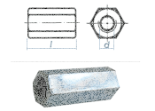 M14 x 40mm Gewindemuffe Sechskant  SW21 Stahl verzinkt...