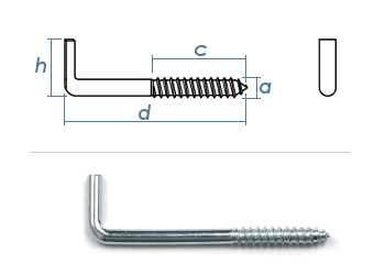 30 x 2,8mm Schraubhaken gerade, verzinkt mit Holzgewinde (10 Stk.)