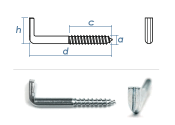 65 x 5,8mm Winkelschraubhaken mit Schlitz, verzinkt mit...