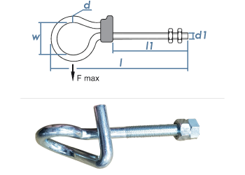 M12 x 160mm Sicherheitsschraubhaken gewunden verzinkt (1 Stk.)