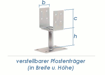 80-160mm Pfostenträger Breite u.Höhe verstellbar (1 Stk.)