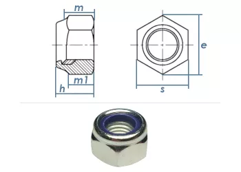M14x1.5 Feingewinde Sicherungsmuttern DIN985 Stahl verzinkt FKL8 (10 Stk.)