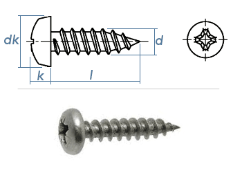 2,2 x 13mm Blechschrauben m. Linsenkopf  verzinkt DIN7981-C-H  (100 Stk.)