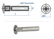 M4 x 27mm Verbindungshülsen mit Flanschkopf  (10 Stk.)