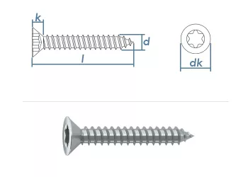 3,9 x 19mm Blechschrauben Senkkopf TX verzinkt  DIN7982-C  (100 Stk.)