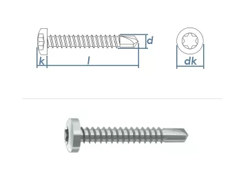 3,5 x 13mm Bohrschrauben Linsenkopf TX DIN7504 Stahl verzinkt (100 Stk.)