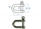 M16 Schäkel mit Kragenbolzen Edelstahl A4 (1 Stk.)