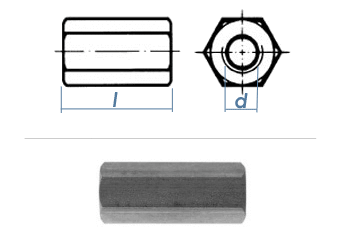 M6 x 20mm Gewindemuffe rund Stahl verzinkt (10 Stk.)