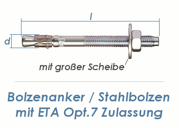 20 Fixanker M16 105/200mm verzinkt Schwerlastanker Bolzenanker ETA-7 