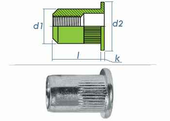 M6 x 8,9 x 14,5mm Blindnietmutter Flachkopf Edelstahl A2 (10 Stk.)