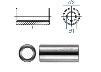 M6 x 30mm Gewindemuffe rund Edelstahl A2 (1 Stk.)