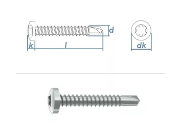 3,5 x 25mm Bohrschrauben Linsenkopf TX DIN7504 Stahl verzinkt (100 Stk.)