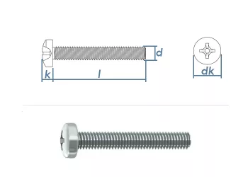 M6 x 16mm Linsenkopfschrauben PH DIN7985 Stahl verzinkt FKL4.8  (10 Stk.)