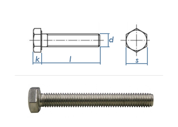 M3 x 20mm Sechskantschrauben DIN933 Vollgewinde Edelstahl A2 (10 Stk.)