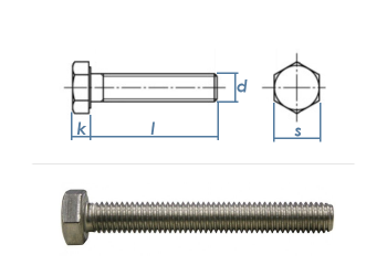 M4 x 45mm Sechskantschrauben DIN933 Vollgewinde Edelstahl A2 (10 Stk.)