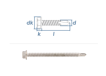 4,8 x 45mm Bohrschrauben Sechskantkopf DIN7504 Edelstahl A2 (10 Stk.)