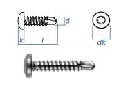 3,5 x 19mm Bohrschrauben Linsenkopf TX DIN7504 Edelstahl...