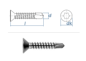 4,2 x 19mm Bohrschrauben Senkkopf TX DIN7504 Edelstahl A2...