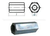 M12 x 50mm Gewindemuffe Sechskant Stahl verzinkt  (1 Stk.)