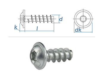 3 x 10mm Flachrundkopfschraube TX m. Flansch  für Thermoplaste Stahl verzinkt (10 Stk.)