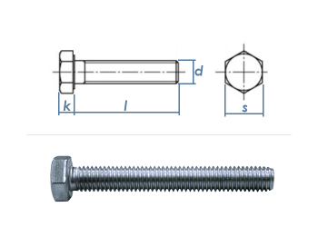 M12 x 90mm Sechskantschrauben DIN933 Vollgewinde Stahl verzinkt FKL8.8 (1 Stk.)