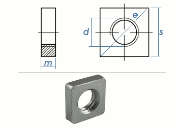 M6 Vierkantmuttern niedrig DIN562 Stahl verzinkt FKL4 (100 Stk.)