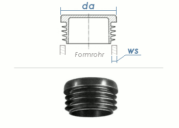 20mm / WS:1-2mm Lamellenstopfen rund PE schwarz (10 Stk.)