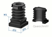 20 x 20mm / M10 / WS:1,5-2mm Gewindestopfen PA schwarz (1...