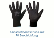 Feinstrickhandschuhe PU schwarz Gr. 10 (XL)