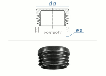 40mm / WS:1-3mm Lamellenstopfen rund PE schwarz (10 Stk.)