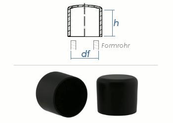 8mm Kappen für Rundrohre PVC schwarz (10 Stk.)