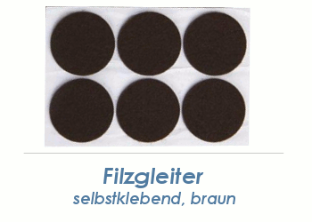 20mm Filzgleiter braun selbstklebend  (1 Karte zu 50 Stk.)