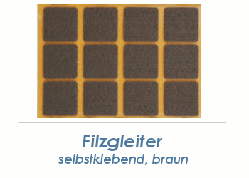 25 x 25mm Filzgleiter braun selbstklebend  (1 Karte zu 32 Stk.)