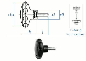 M6 x 40mm Sterngriff PA ähnl. DIN 6336  (1 Stk.)