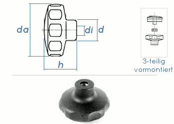 M10 Sterngriffmutter 63mm PA ähnl. DIN 6336 (1 Stk.)