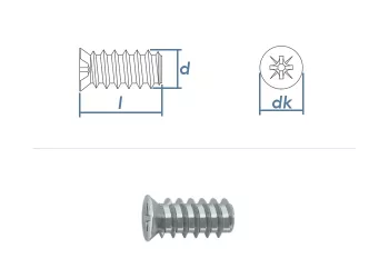 6,3 x 13mm Euroschrauben Senkkopf PZ Stahl verzinkt (100 Stk.)