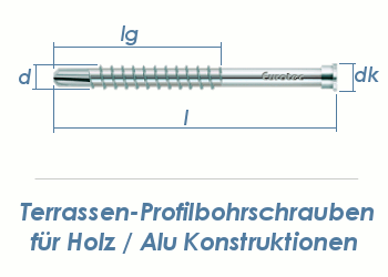 5,5 x 51mm Profilbohrschrauben C1 für Holz / Alu Konstruktionen (10 Stk.)