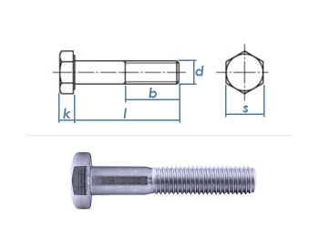 M5 x 55mm Sechskantschrauben DIN931 Teilgewinde Stahl verzinkt FKL 8.8 (10 Stk.)