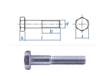 M8 x 130mm Sechskantschrauben DIN931 Teilgewinde Stahl verzinkt FKL 8.8 (1 Stk.)