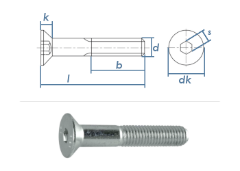 M8 x 100mm Senkschrauben DIN7991 Stahl verzinkt FKL 8.8 (1 Stk.)