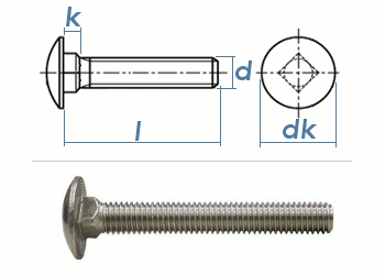 M6 x 65mm Torbandschrauben DIN603 Edelstahl A2 (1 Stk.)