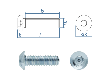M6 x 35mm Linsenflachkopfschraube ISK ISO7380-1 Stahl verzinkt FKL10.9 (10 Stk.)