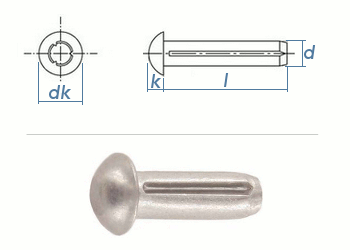 3 x 6mm Halbrundkerbnagel  DIN1476 Edelstahl (10 Stk.)